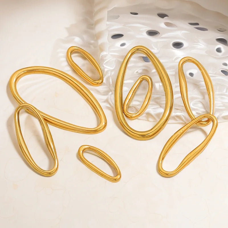 Stainless Steel Irregular Special-shaped Ring Hollow Oval Diy Necklace Ears Pendant for Jewelry Making