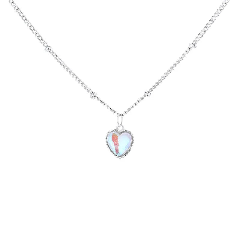 Trendy Copper Love Stone Collarbone Chain Necklace Wedding Jewelry Heart Pendant Necklace for Women