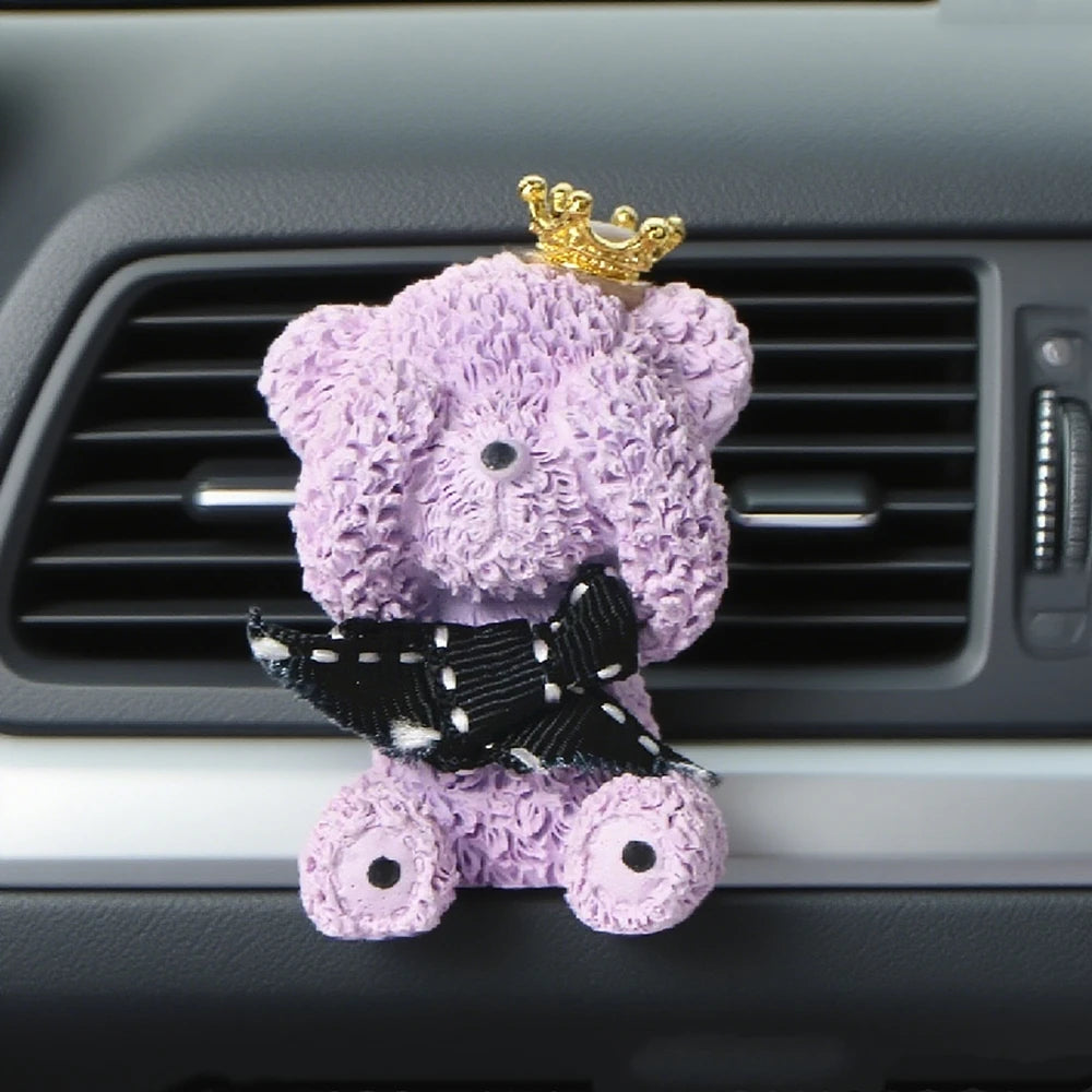 Purple Teddy Bear Shaped Scented Ceramic Car Vent Air Freshener Aroma Plaster Home Porcelain Essential Oil Fragrance Diffuser
