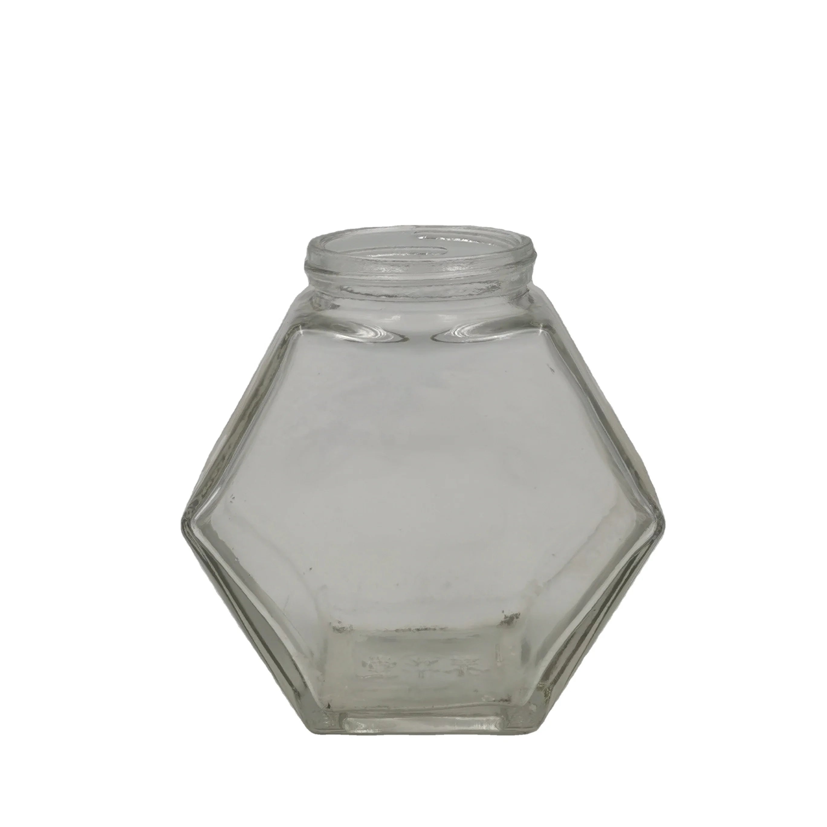 Wholesale 8oz 12oz 380ml 500ml Glass Jar  Hexagon Honey Food Jars   with Metal Black Golden Screw Cap Lid