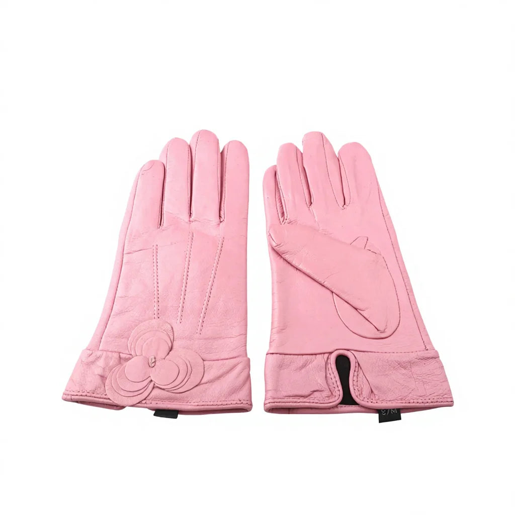 Sample Support Hot Selling Ladies Vintage Light Pink Sheepskin Gloves with Touch Screen Plain Style for Daily and Outdoor Use