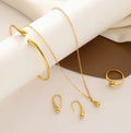 Stainless Steel Water Drop Four-Piece Necklace Bracelet Ring Earrings Jewelry Set Unisex Trendy Wholesale