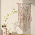 Tapestry Woven Wall Decor Cotton Tassel Macrame Curtain Beige Chic Bohemian Wall Art for Home