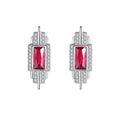 CZCITY Wholesale Women Accessories Silver Jewelry Earrings Mixed Lab Gemstone Stud Square Gem Earrings
