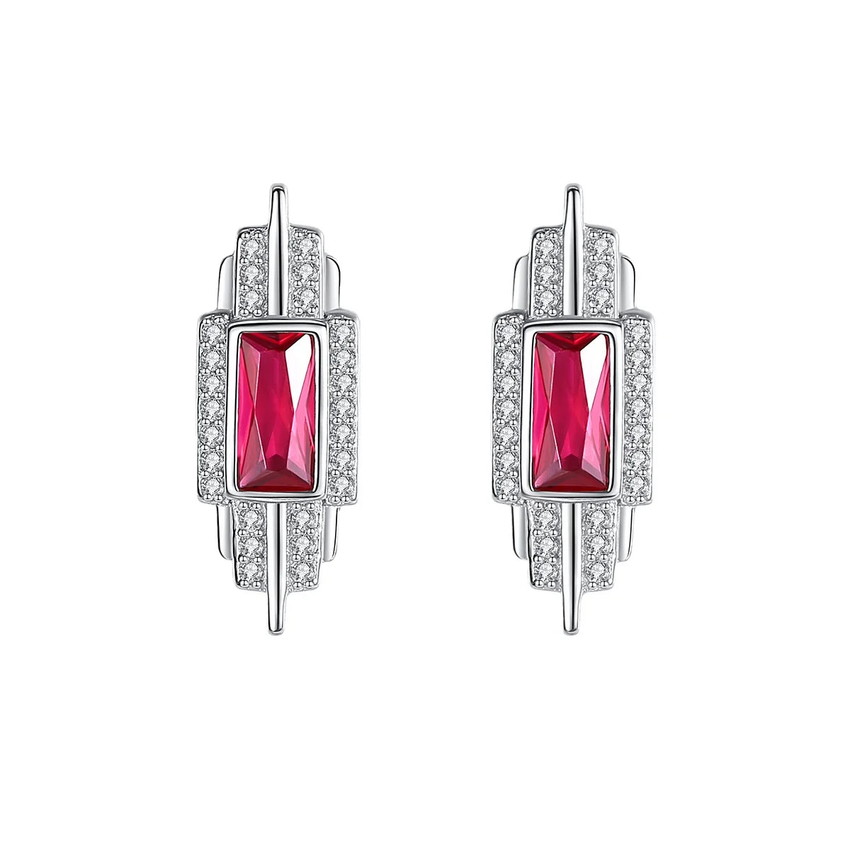 CZCITY Wholesale Women Accessories Silver Jewelry Earrings Mixed Lab Gemstone Stud Square Gem Earrings