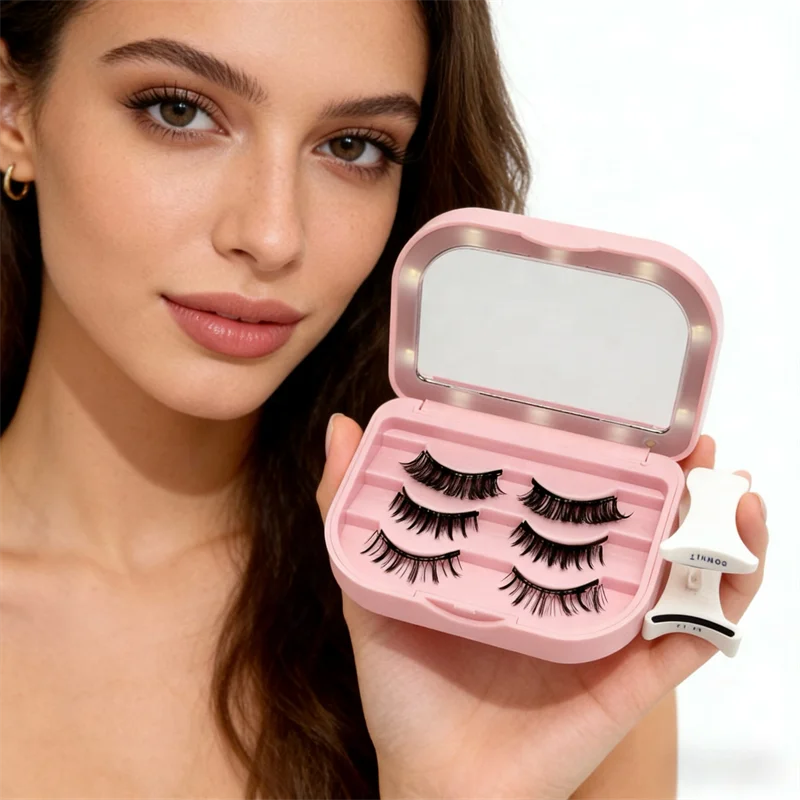 In Stock Magnetic Eyelash Applicator Tool Synthetic Hair Reusable Cruelty-Free Glue Free Eyelash Partner Curler Tweezers Eyelash