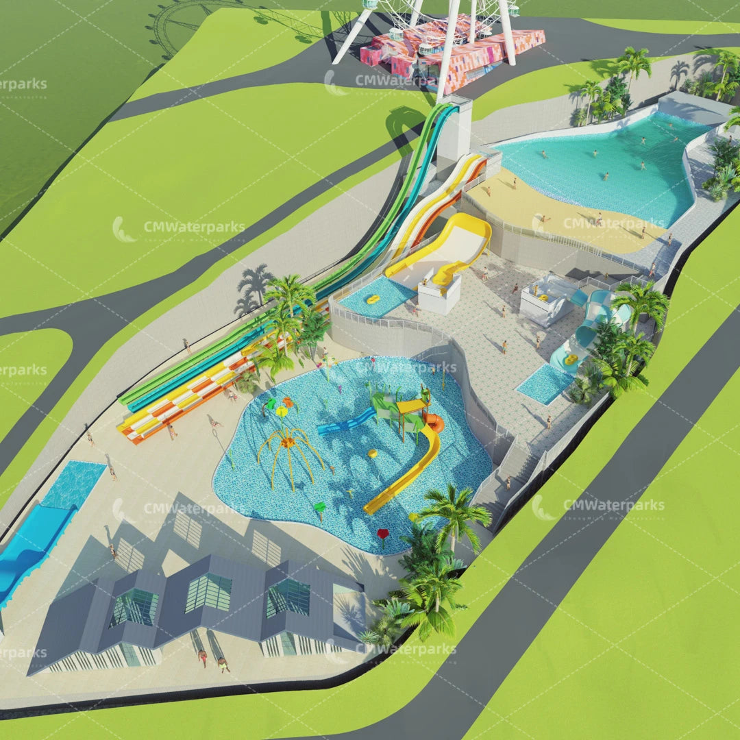 CMWaterparks Designed Illustration of Fiberglass Water Play Equipment for Zhenxiong MegaBDM