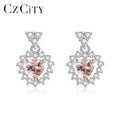 CZCITY Yellow Heart 925 Sterling Silver Earrings Cubic ZIrcon Setting Pendant Earring for Women Wholesale