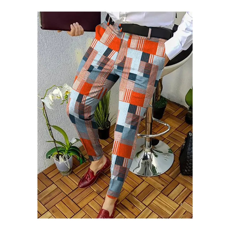 Men's Fashion Stretch Flat-Front Dress Pants Casual XL Size Essential Essential Pants