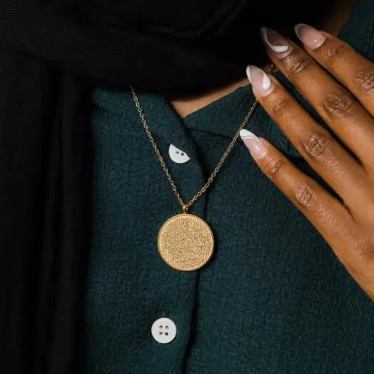 Inspire Stainless Steel Jewelry Personalized Arabic Calligraphy Round Disc Pendant Necklace Arabic Necklace Islamic Jewelry