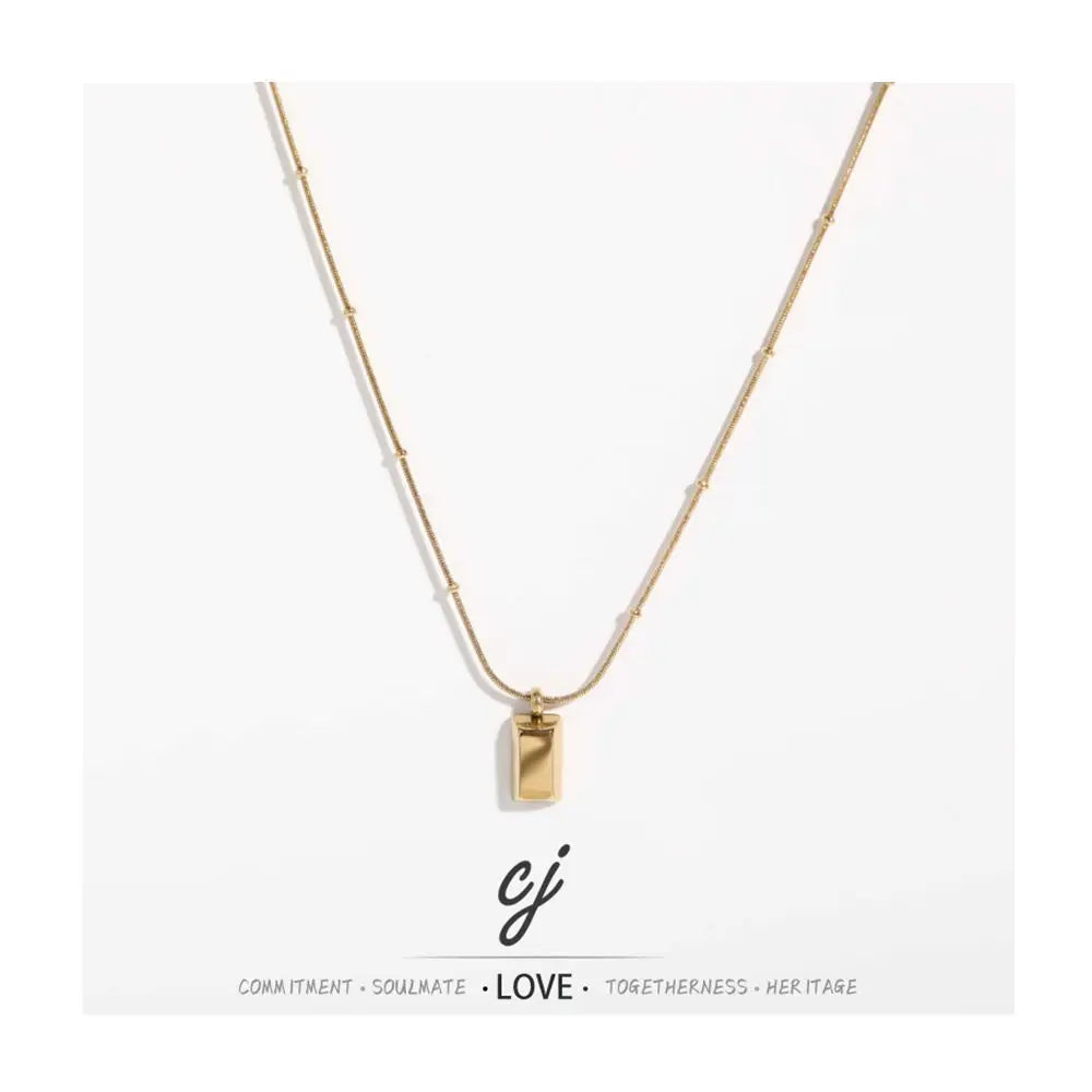 Carline Women's Stainless Steel Minimalist Pendant Necklace Gold Plated Fashion Design Trendy Simple Style for Engagement