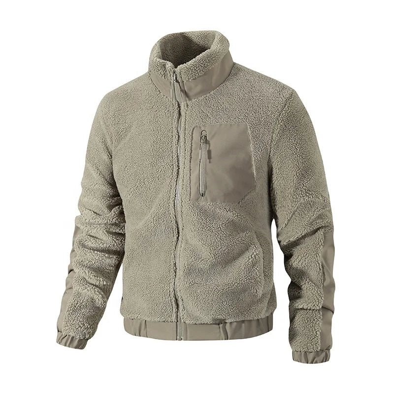 Customized Warm Comfortable Zip Sherpa Jacket Winter Polyester Custom Winter Fleece Jacket Men