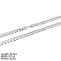 Cadenas Para Hombres Machine Make Curb Flat Bracelet 925 Sterling Silver Cuban Link Chain Necklace for Men Jewelry