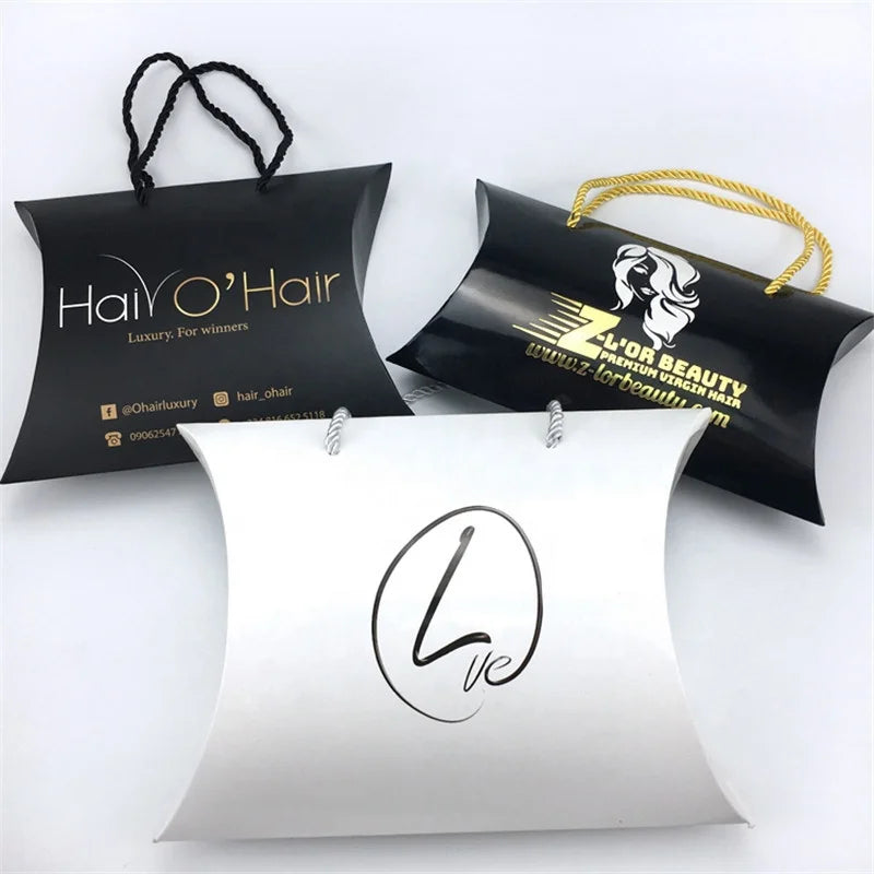 Custom LOGO Printed Kraft Paper Packaging Classic Style Folded Box with Glossy Handle for Gift Packed in Carton