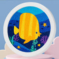 Round Framed Cartoon Sea Fish Diamond Painting Kit for Kids Diy Mosaic Dots Framed Art Painting Kit