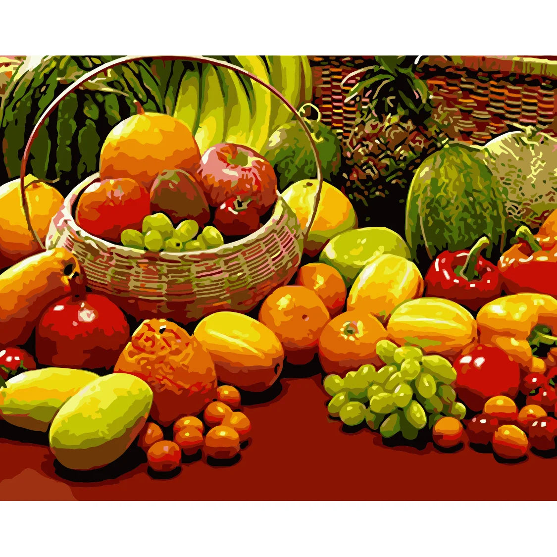 Noframe Fruits Paint by Numbers Diy Oil Painting by Number Vintage Acrylic Paint on Canvas Handpainted Unique Gift Home Decor