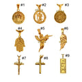 In Stock Jesus Cross Pendant Saint Medusa Charm Stainless Steel Women Angel Wing Jewelry 18k Gold Plated Compass Pendants