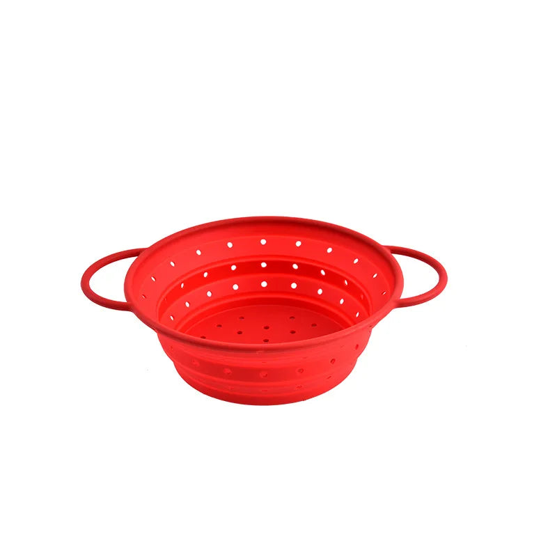 Foldable Silicone Drain Basket Household Kitchen Vegetable and Fruit Washing Basket