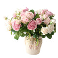 43cm Artificial Cheap Flower Bouquet 3 Flowers Head Artificial Roses White Silk Fake Roses for Valentine's Day