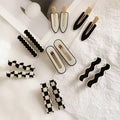 Vintage Black White Chess Girls Hair Pin Accessories Claw Extensions Creaseless Seamless Checker Crease Less No Bend Hair Clips