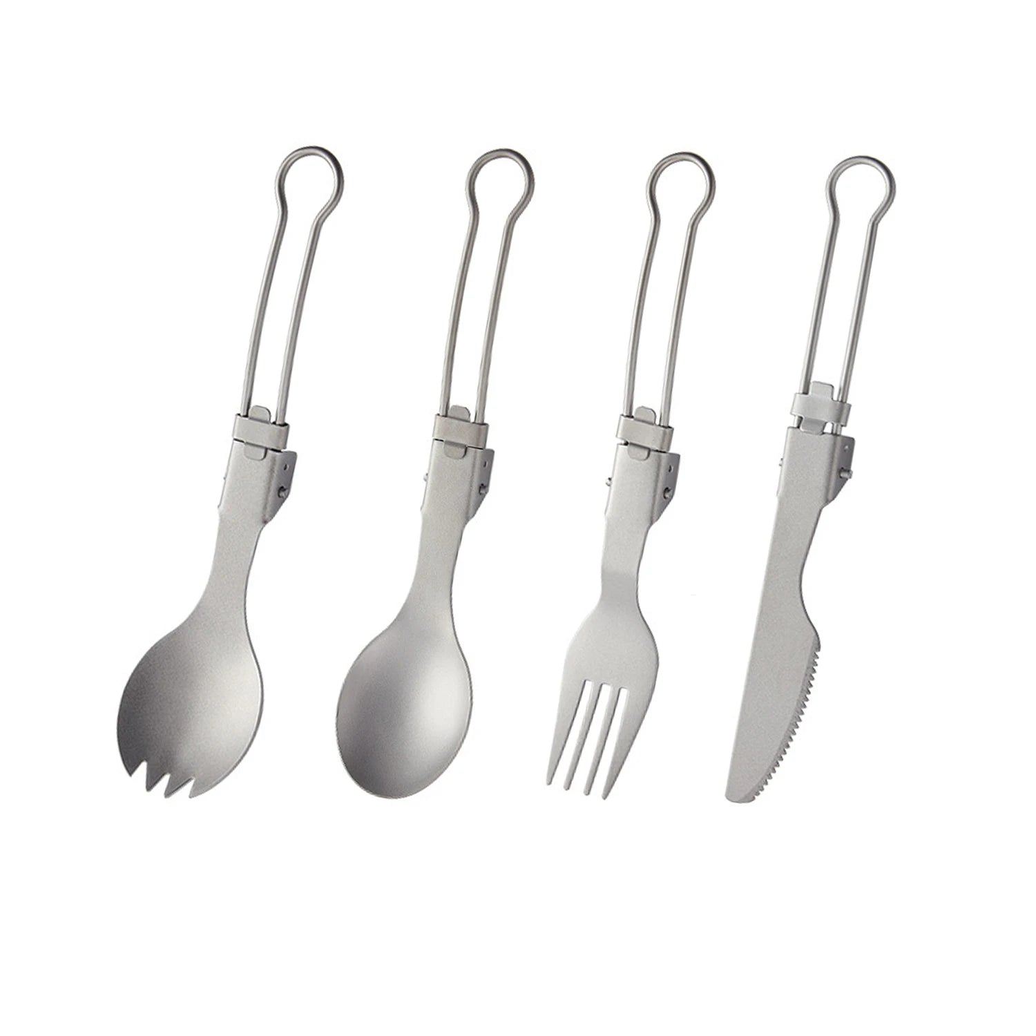GSD Outdoor Titanium Camping Cutlery Set Folding Reusable Titanium Cookware Set Combo Utensils Set for Outdoor or Kitchen Use