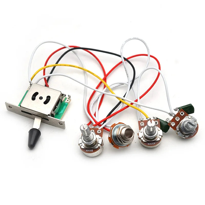 Wiring Harness Prewired/5-Way Switch/Jack 2T1V 500k Pots/for FD Replacement Guitar MegaBDM