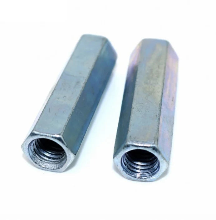 3/8" 1/2" M10 Hex Nut Galvanized Hex Coupler Nut Long Standoff Connecting Nut Internal Thread Coupling Nut Hex Long Nut