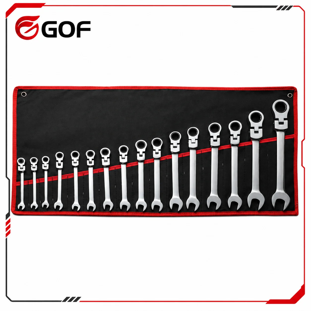 16pcs Carbon Steel Industrial Grade 30lb-in Max Torque Scratch Head Ratchet Wrench Set Combination End Wrench Kit Box Packing