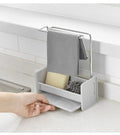 Kitchen Soap Rack Sponge Brush Holder with Dishcloth Drying Rack Kitchen Sink Caddy Organizer with Removable Drain Tray