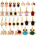 Fashion Snake Elephant Owl Tortoise Animal Jewelry Findings18k Gold Inlaid Rainbow Zirconia Charm Necklace Pendant Supply L39