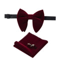 Velvet Big Bowties for Man Solid Handkerchief Cufflinks Bow Tie Set Red Yellow Men's Neck Ties for Wedding