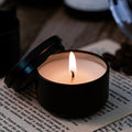 Wholesale Luxury 40g Mini Wax Scented Candles Custom Intense Fragrance Sampler with Black Tin for Holiday Essential Oil Use