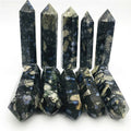 Natural Glaucophane Quartz Point Crystal Spots Blue Que Sera Tower for Decoration
