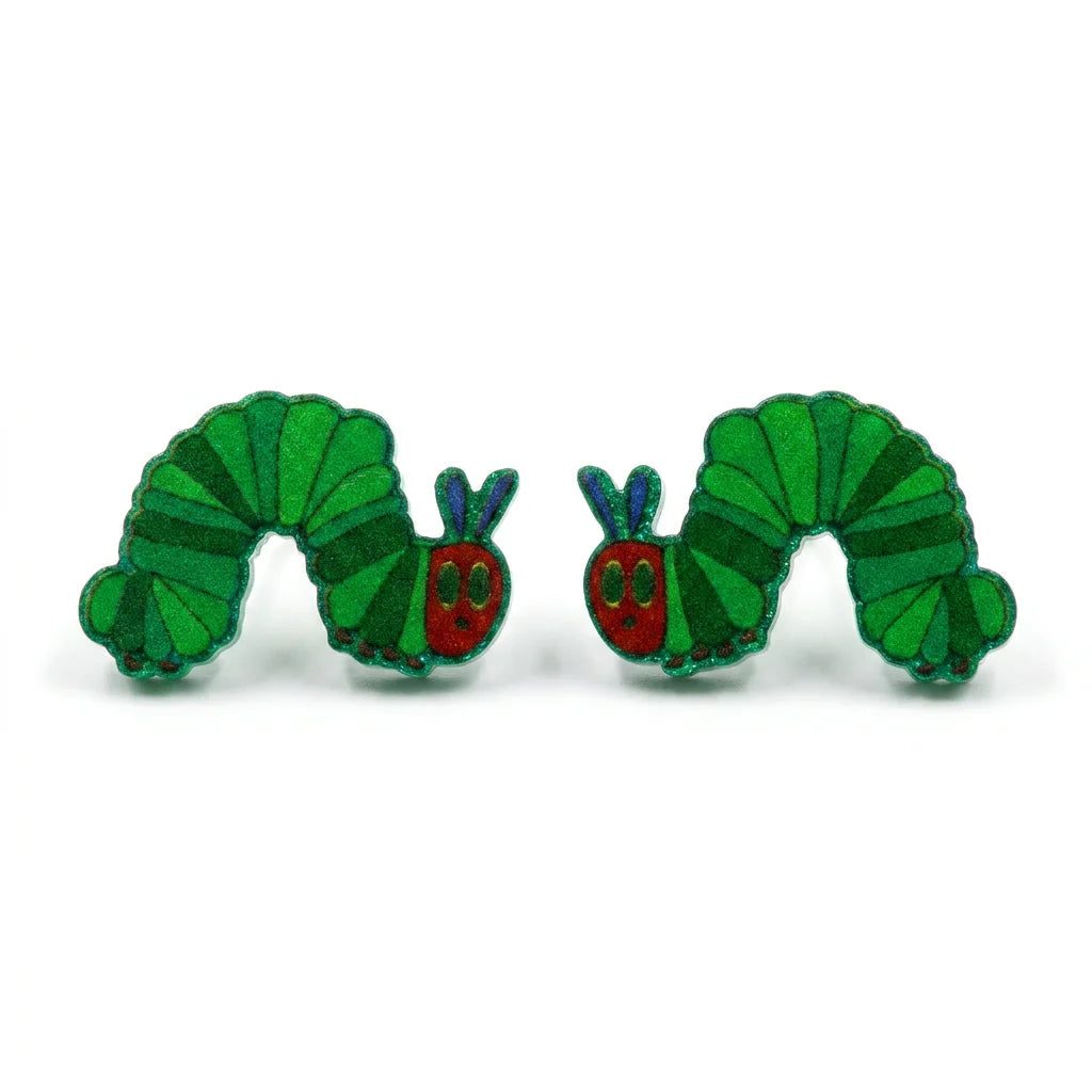 Cute Animal Shape Acrylic Stud Earrings | Green & Red Insect Design for Women | Cartoon Character Jewelry Wholesale
