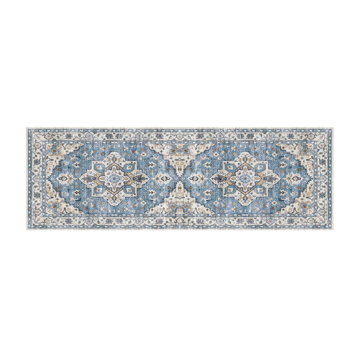 Persian Design Boho Rugs with Anti-Slip TPR Backing Low Pile Machine Washable area carpet rug mat for Bedroom Kitchen Hallways