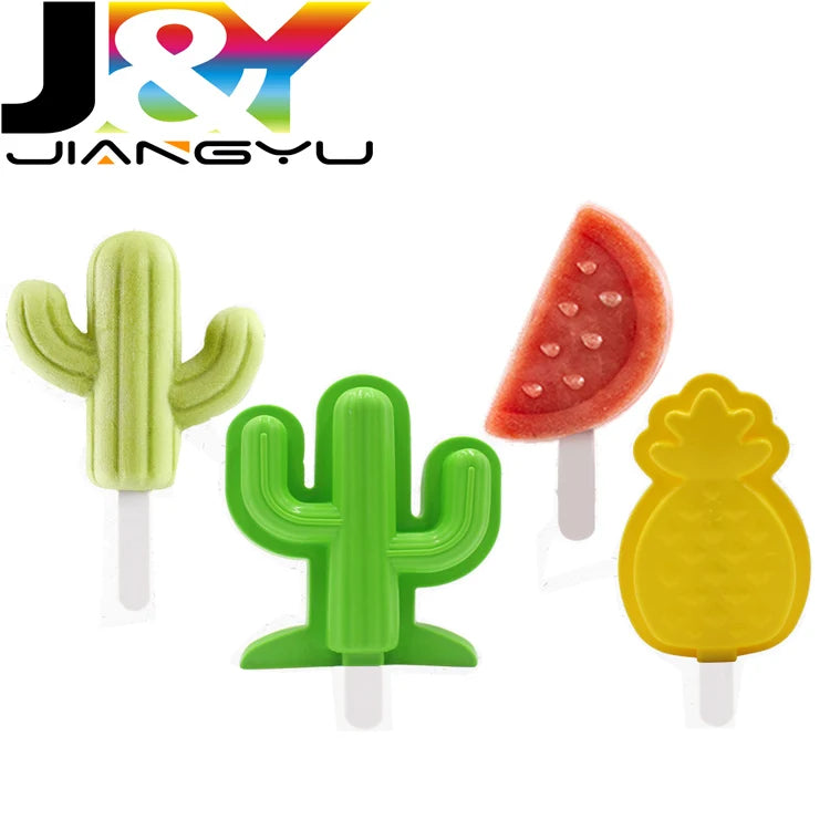Fruit Silicone Ice Pop Moulds Popsicle Molds Ice Cream Makers Ice Lolly Moulds with Protective Lid Sticks for DIY Kids Adults