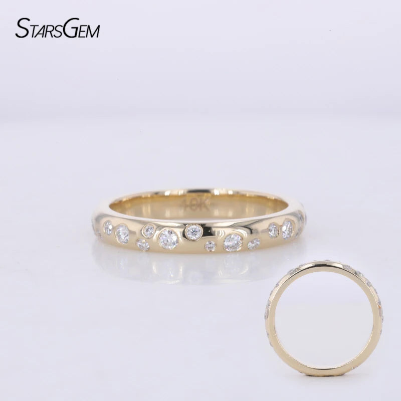 Small Size DEF VVS VS Round EX Cut Lab Diamond Starsgem Wedding Engagement Band 14K Gold HPHT CVD Lab Diamond Jewelry Ring