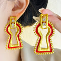 2025 New Arrival Fashion Jewelry Metal Golden Ear's Style Dangle Earrings for Women Retro Frosted Gold Earrings  for Women