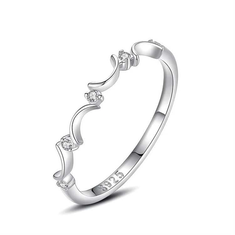 Original design 925 sterling silver moon micro inlay diamond index finger stacking ring for women