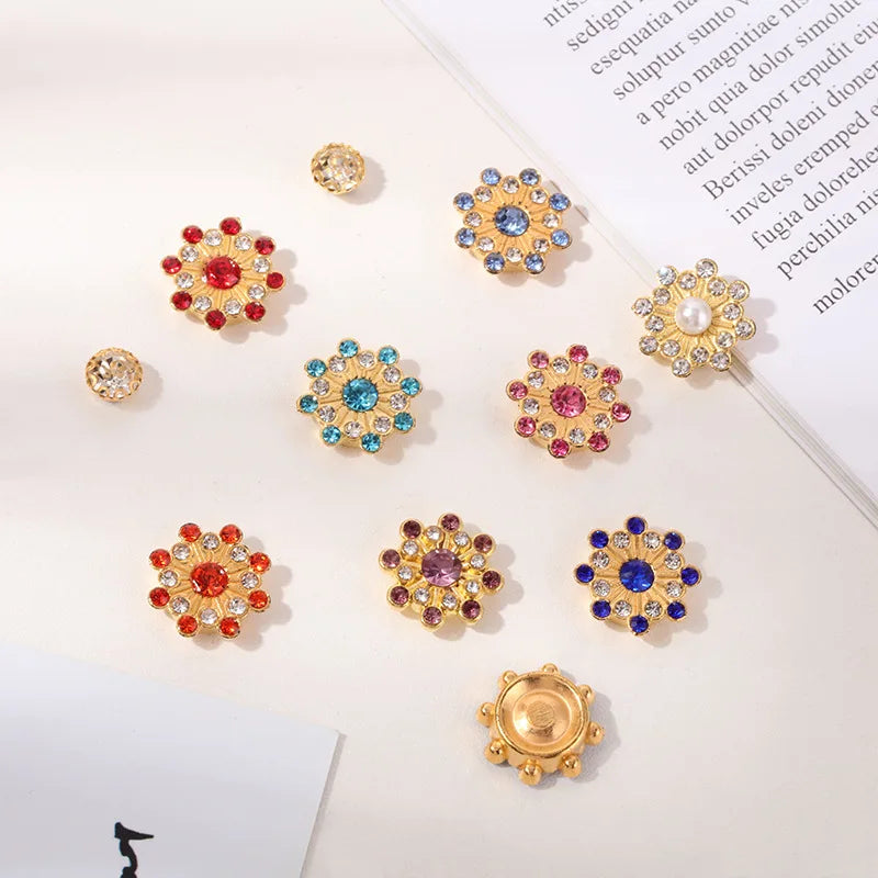 New 14mm Snow Crystal Round Flower Disc Crystal Three-layer Rhinestone Flower