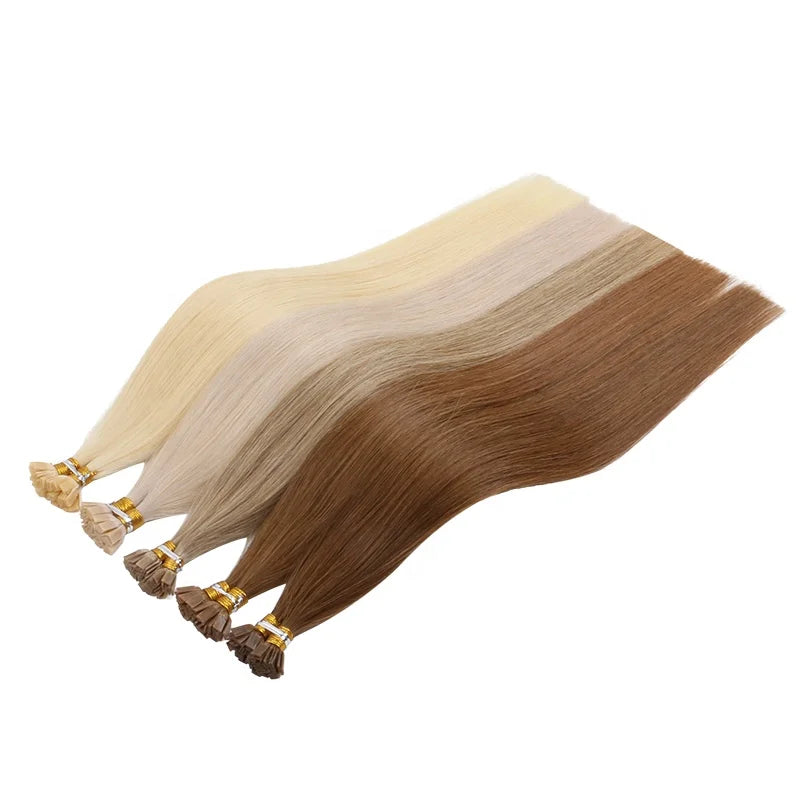 XUCHANG HAIR Stock 18" 20" 22" Single Donor Cuticle Aligned Micro Keratin Remy Flat Bond Silky Hair Extensions Human Hair