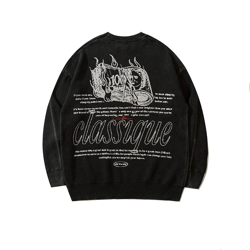 Custom Logo OEM ODM Men's Winter Crew Neck Jacquard Knit Polyester/Cotton Anti-Wrinkle Plus Size Pullover Sweater