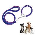 Heavy-Duty 8-Strand Braided Nylon Dog Leash Set with Anti-Pull P-Chain Two-Tone Design for Medium/Large Dogs Training Walking MegaBDM