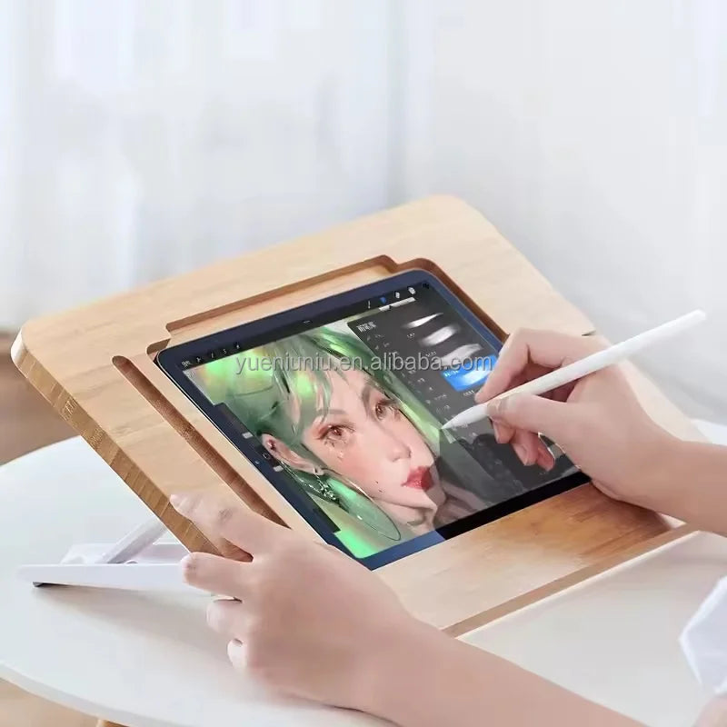 Multi-Angle Adjustable Wooden Holder Drawing Stand Tablet Stand Portable for Book Reading Stand