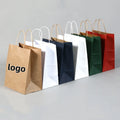 Custom Eco-Friendly Kraft Paper Bag for Food Delivery Flat Handle Restaurant Takeout Lamination Digital Printing White Handle