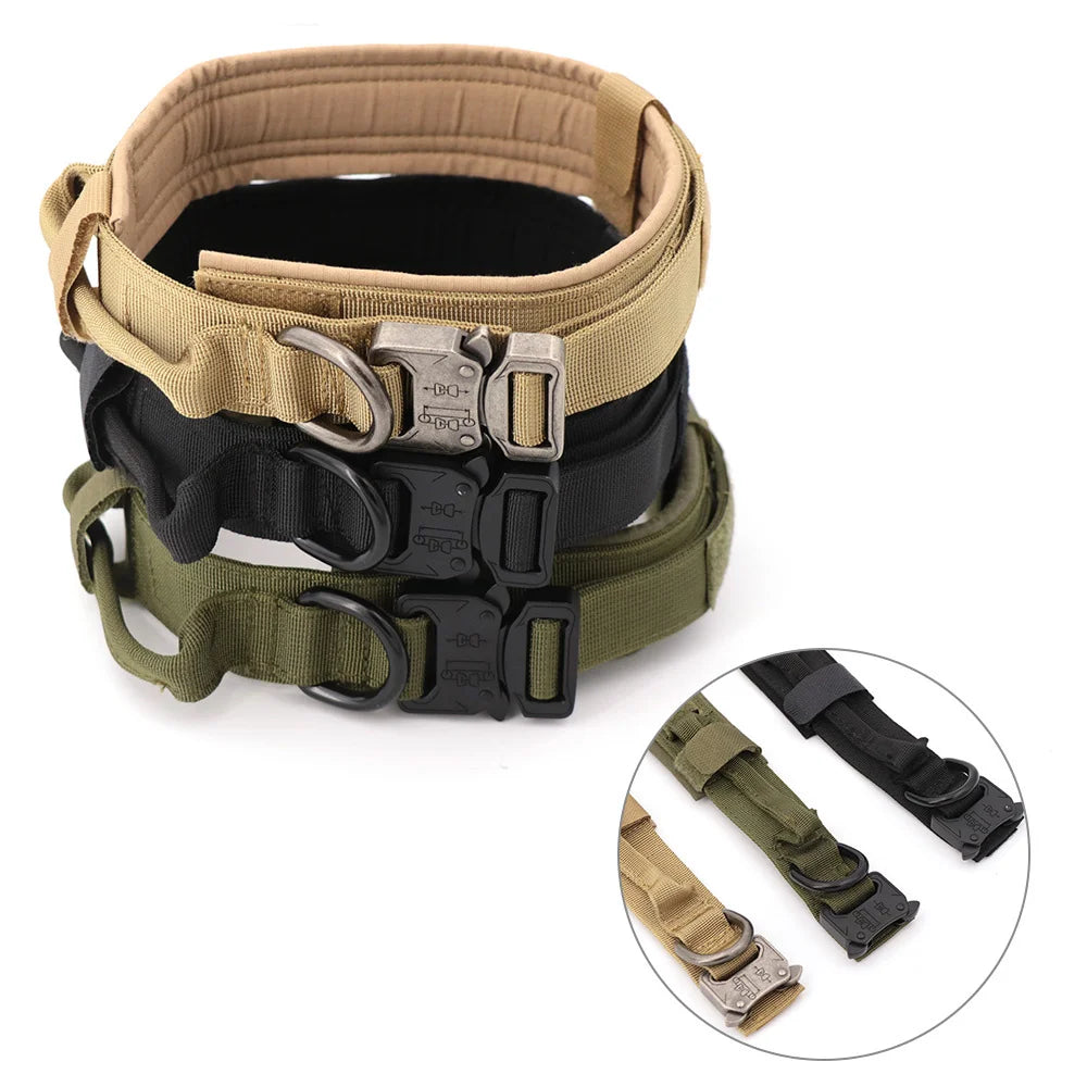 Wholesale Dog Training Collar With Handle Adjustable Pet Collar With Metal Buckle Heavy Duty Tactical Dog Collar