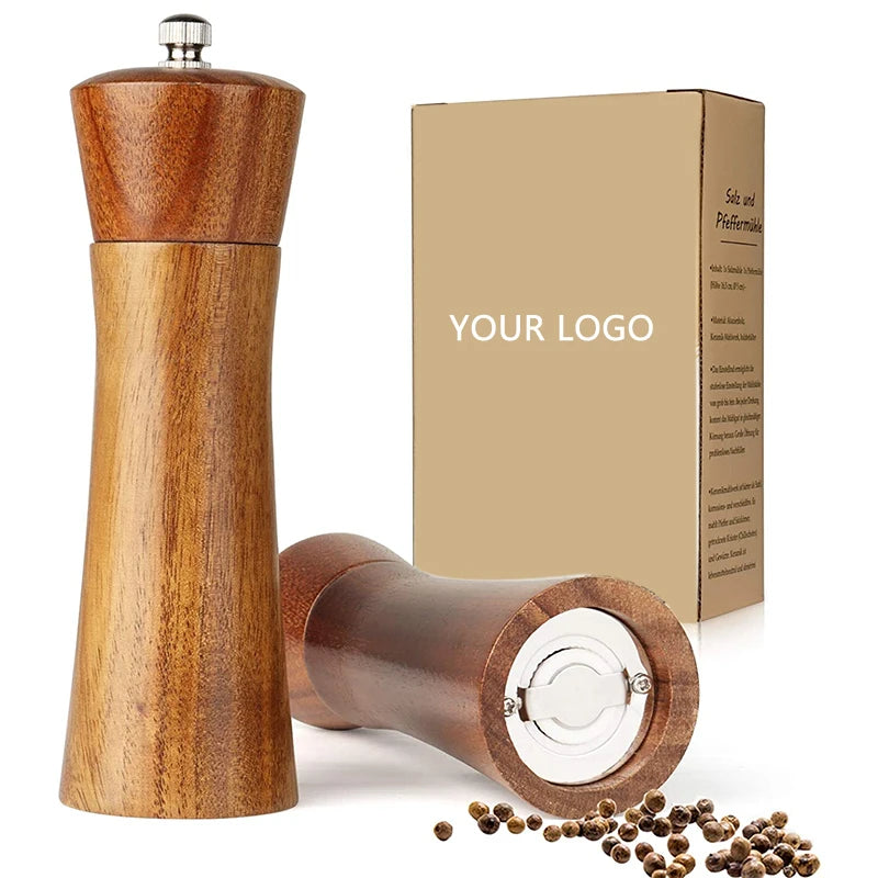 Hot Sale Customized MUYI Eco-Friendly Wooden Salt Pepper Mill Grinder with Adjustable Ceramic Grinder