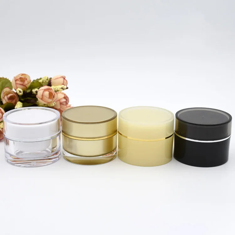 Empty Refillable Travel Acrylic Double Wall Cream Jar Small Container  with Lid for Eye Cream and Cosmetics Storage