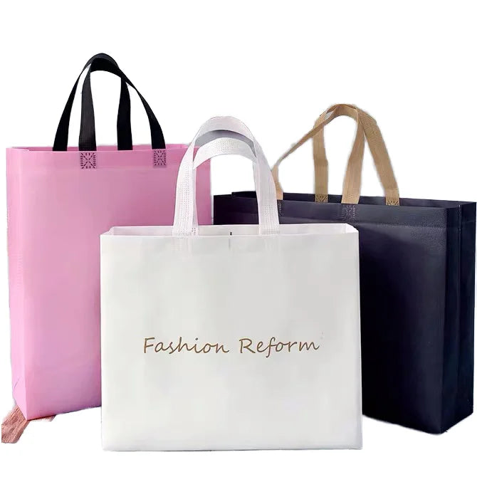 Wholesale Custom LOGO Reusable Pink Brown Non-Woven Shopping Bags Clothing Packaging and Clothing Storage Shopping Bag