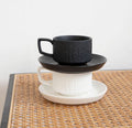 Solhui Low Price Ceramic Manufacturer Stone Texture Stoneware Heavy Tea Mugs Matte Black and White Tall Ceramic Coffee Mug